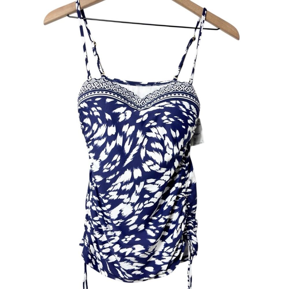 LA BLANCA WOMEN'S STANDARD BANDEAU TANKINI INDIGO SWIMMING TANKINI SIZE US 8